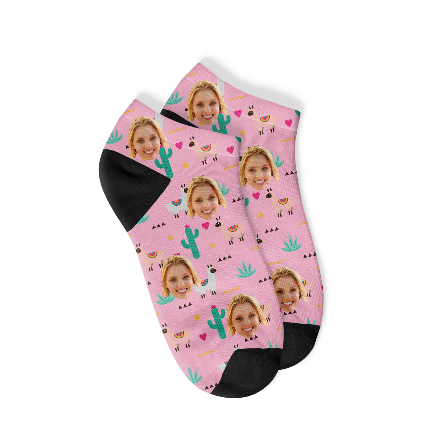Custom Alpaca Sneaker Socks-Pink