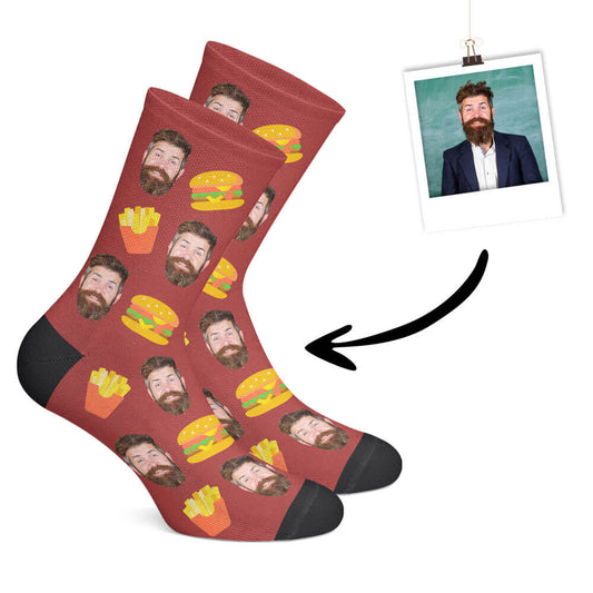 Custom Burger Socks-Red