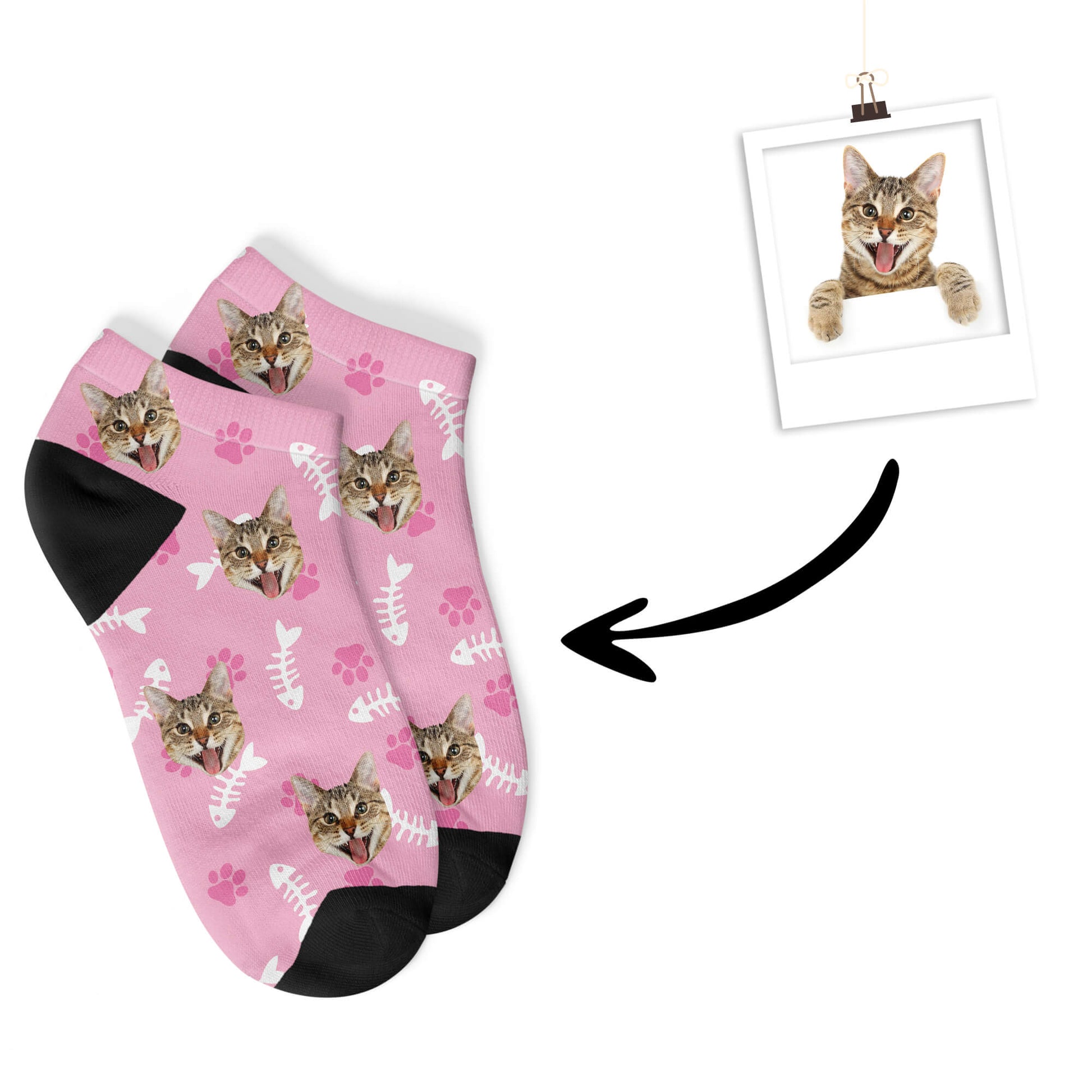 Custom Cat Sneaker Socks-Pink