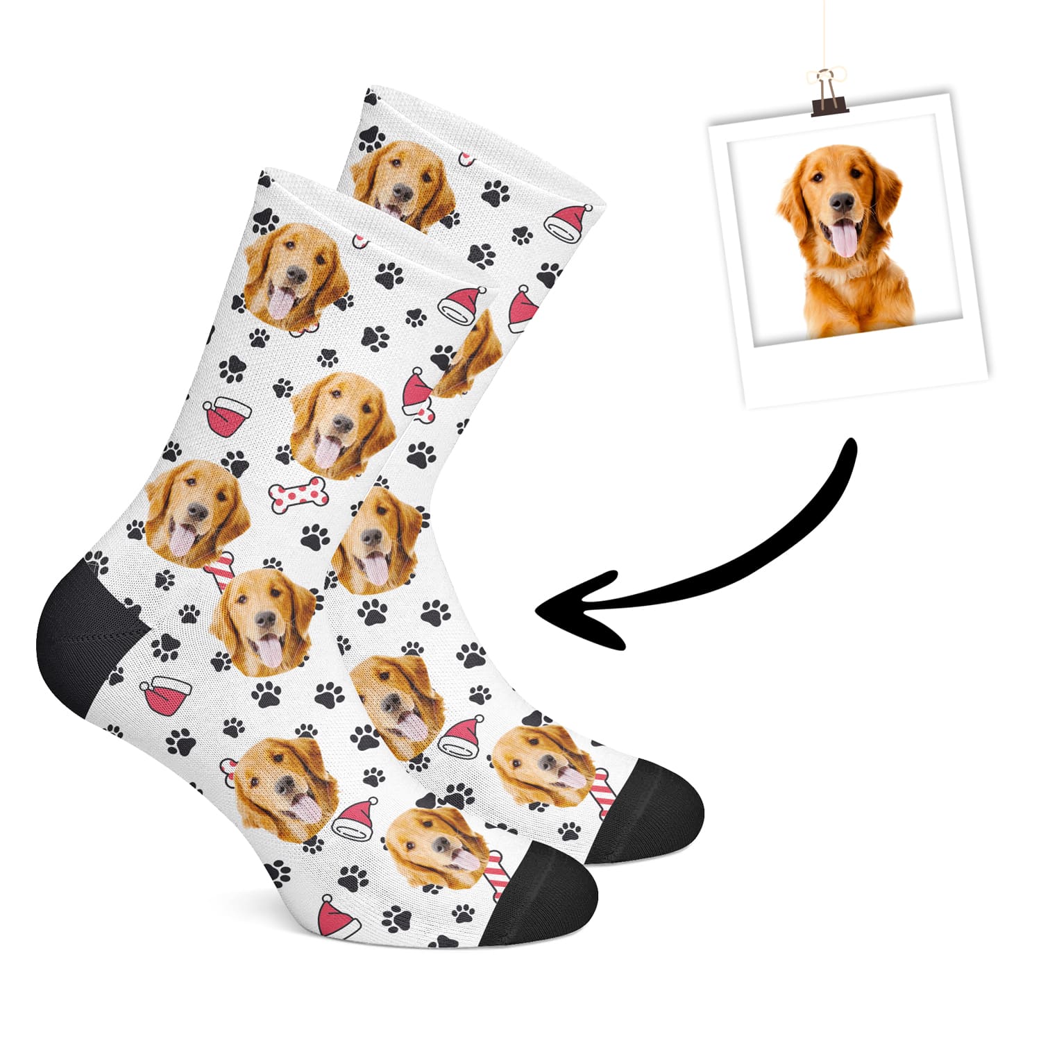 Custom Christmas Dog Socks-White