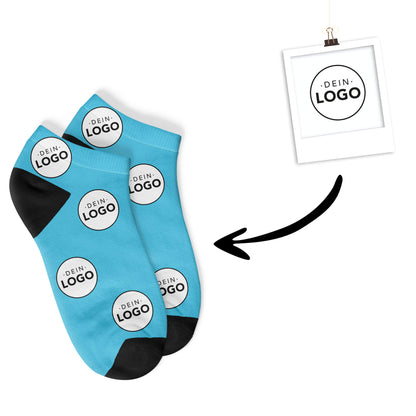 Custom Logo Sneaker Socks-Blue