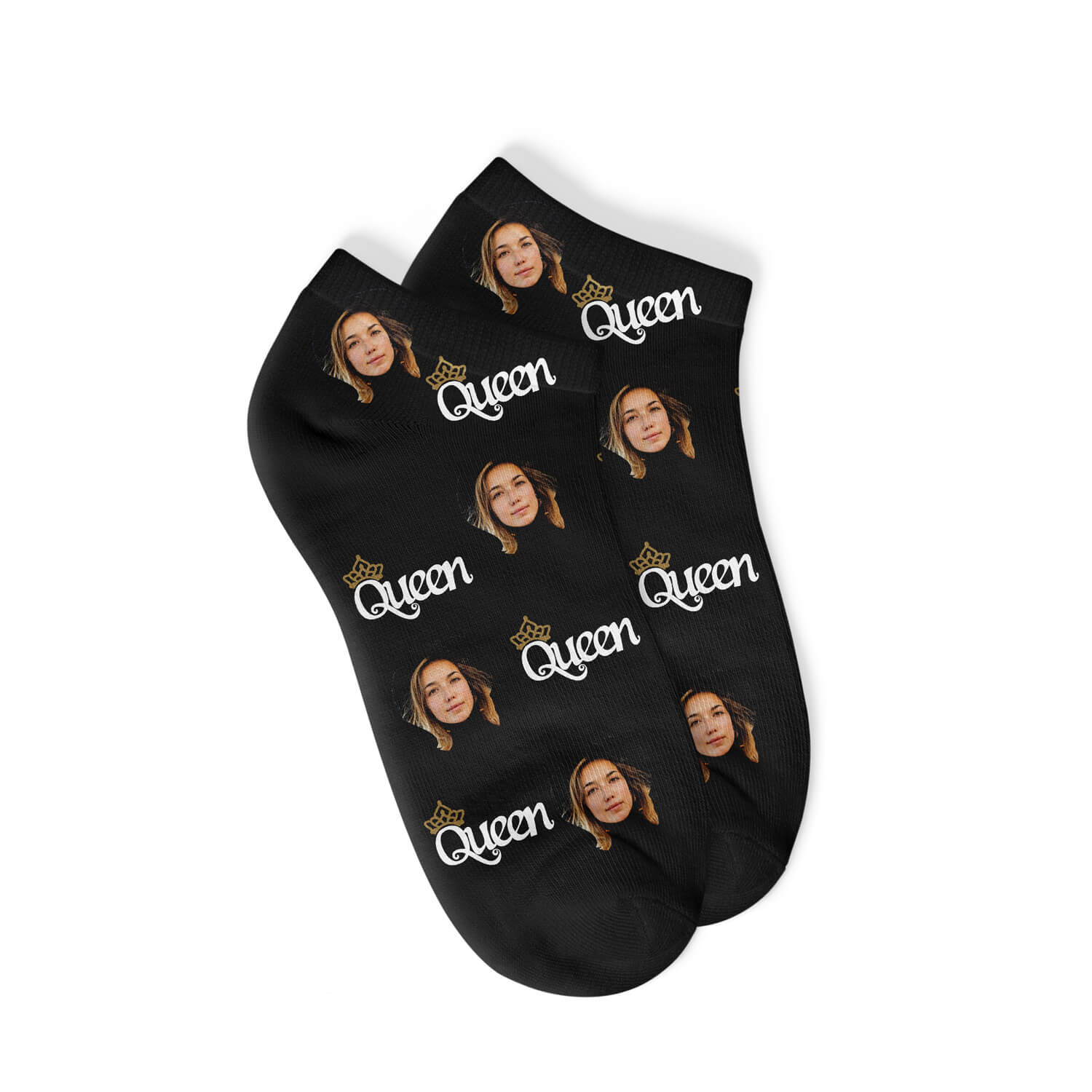 Custom Queen Sneaker Socks-Black