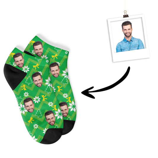 Custom Santa Claus Sneaker Socks-Green