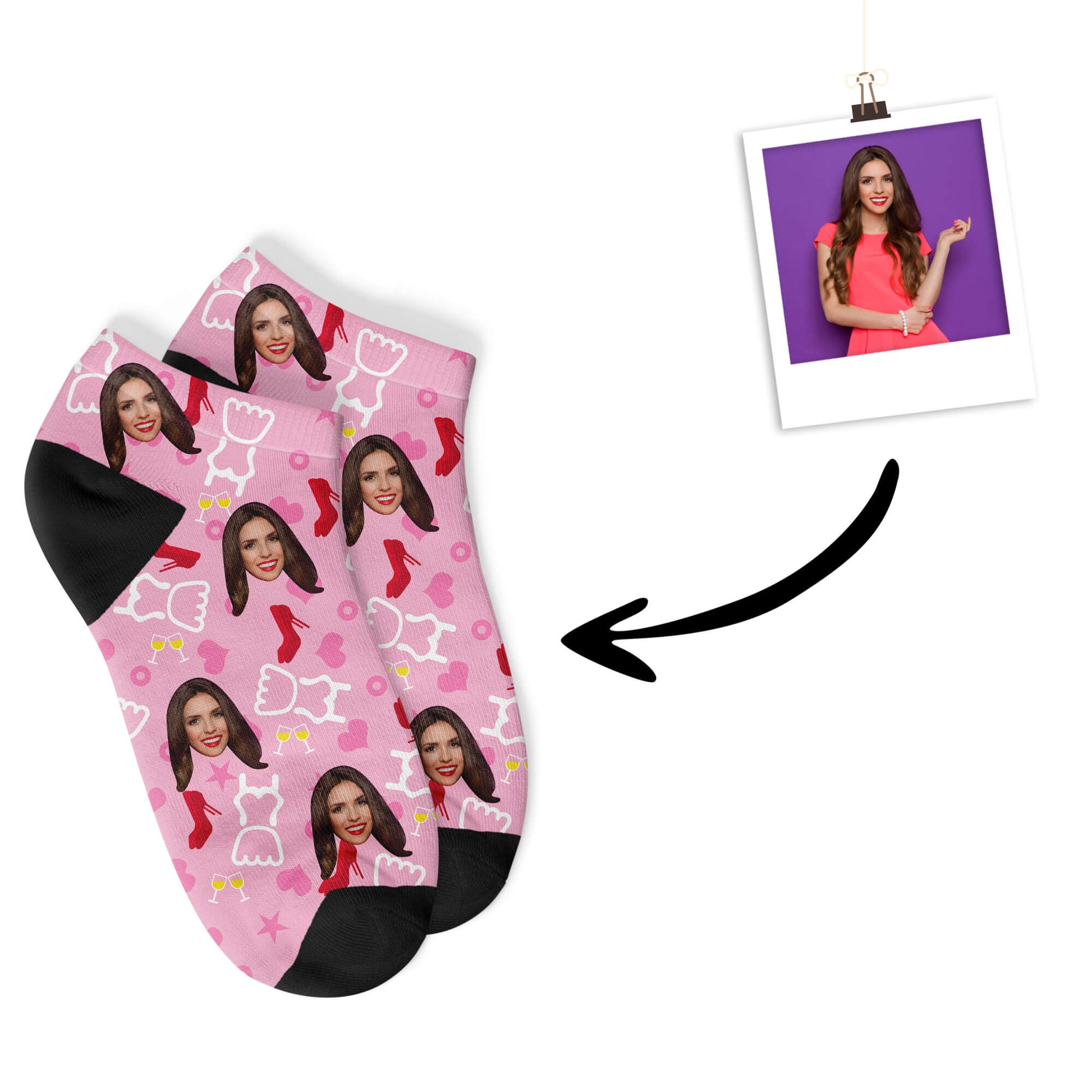Custom Wedding Sneaker Socks - For Her-Pink