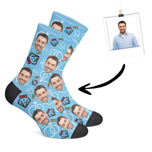 Custom Wedding Socks - For Him-Blue